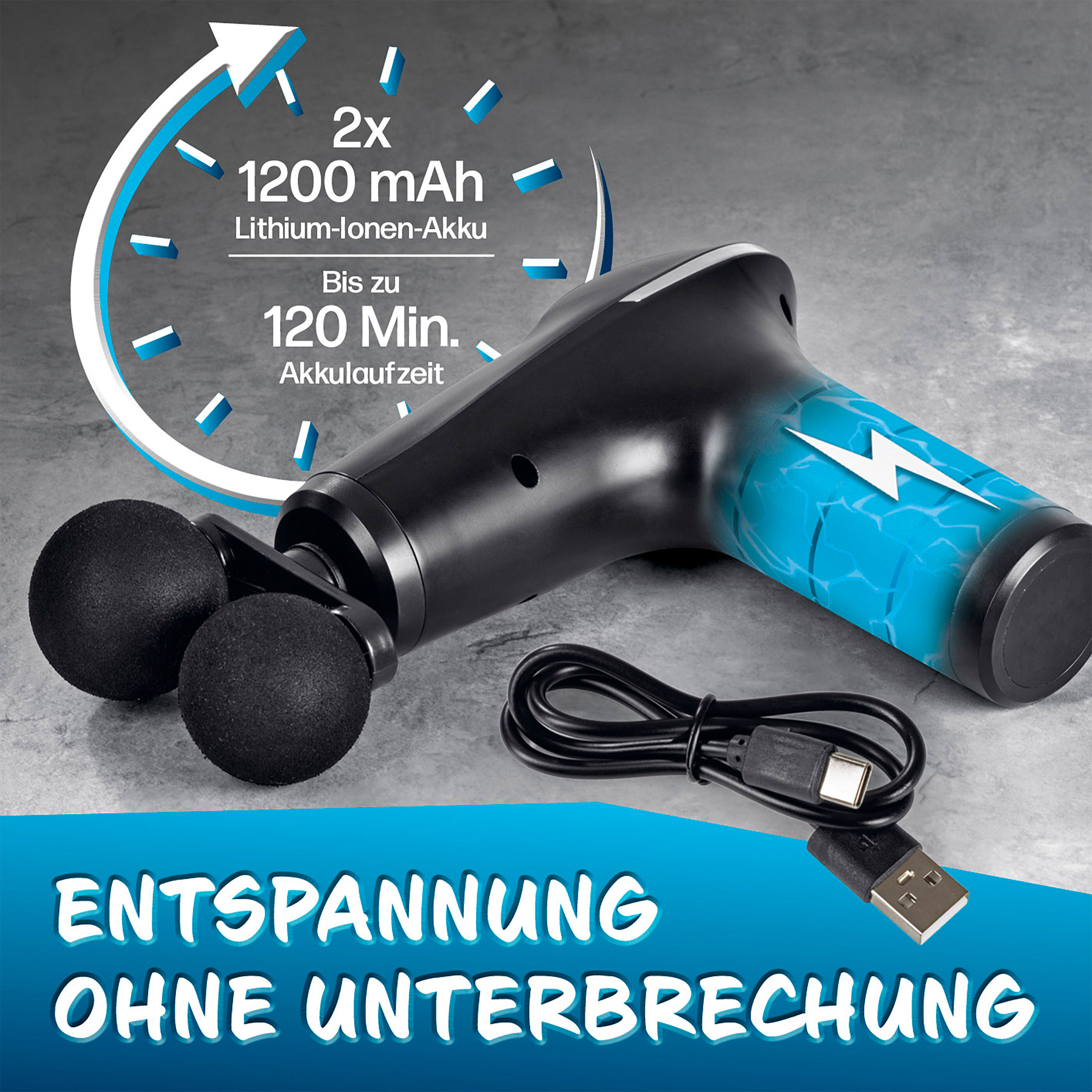 VITALMAXX Mini Massage Gun Doppelkopf 7 4 V ALDI ONLINESHOP