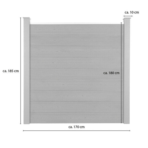 WPC-Sichtschutzzaun V2 CALLADO, 4 x Elemente & 6 x Pfosten