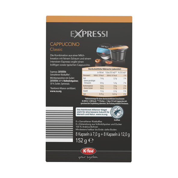 Kaffeekapseln Cappuccino Classic, 6 x 152 g