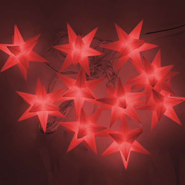 10er LED-Sternenlichterkette, rot 
