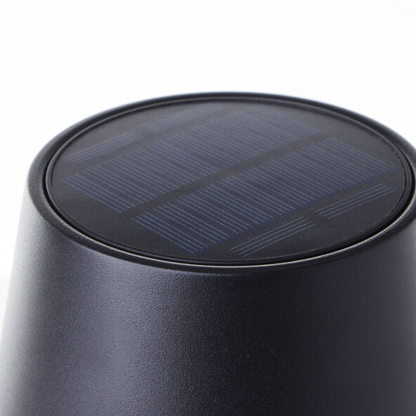 LED-Outdoor-Tischleuchte Picco, Akku + Solar, schwarz-matt