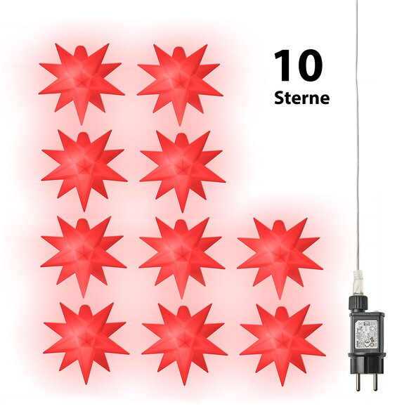 10er LED-Sternenlichterkette, rot 