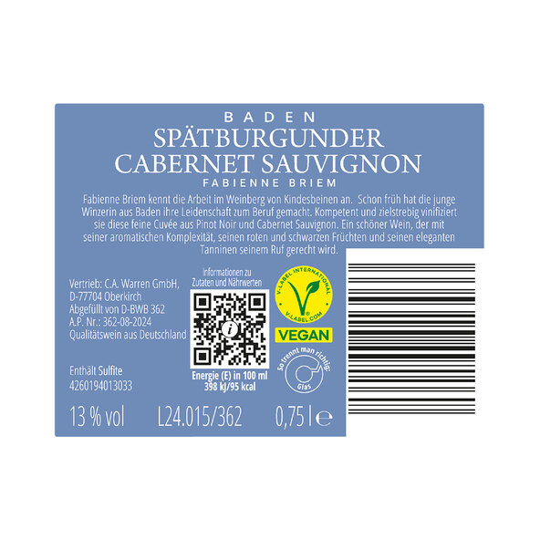 Baden Spätburgunder & Cabernet Sauvignon, 6 Flaschen á 0,75 l