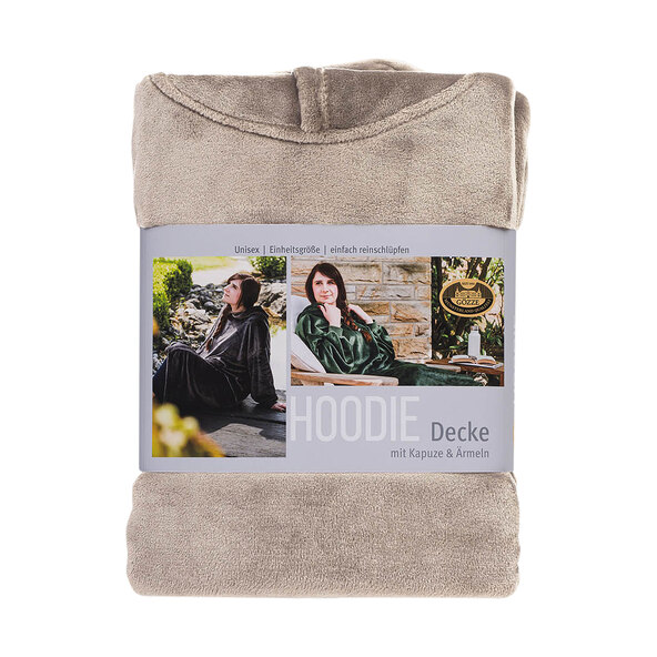 Hoodie Decke mit Kapuze, stein