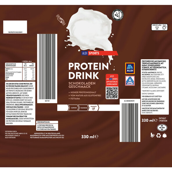 Milchprotein Drink Choco + Vanille, 12er Set (12 x 0,33 l = 3,96 l)