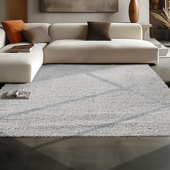 Hochflor Teppich, 120x170 cm, hellgrau