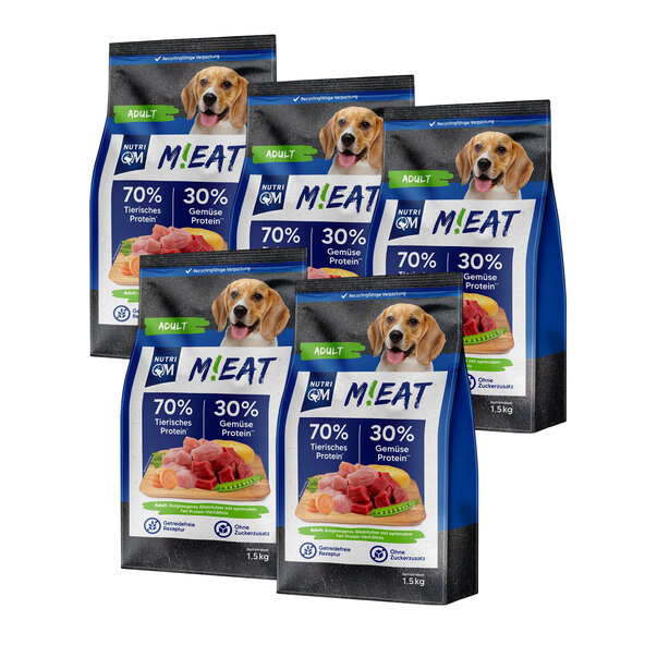 Hunde-Trockenfutter M!eat, Adult, 5 x 1,5 kg