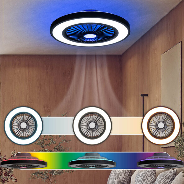 LED-Deckenleuchte Arioso mit Ventilator