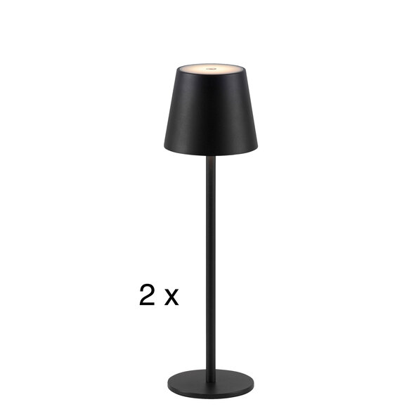 LED-Akku-Tischleuchte EURIA schwarz, 2er-Set