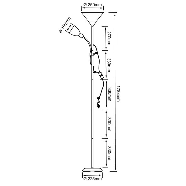 Stehlampe Spari, 1x E27 & 1x E14