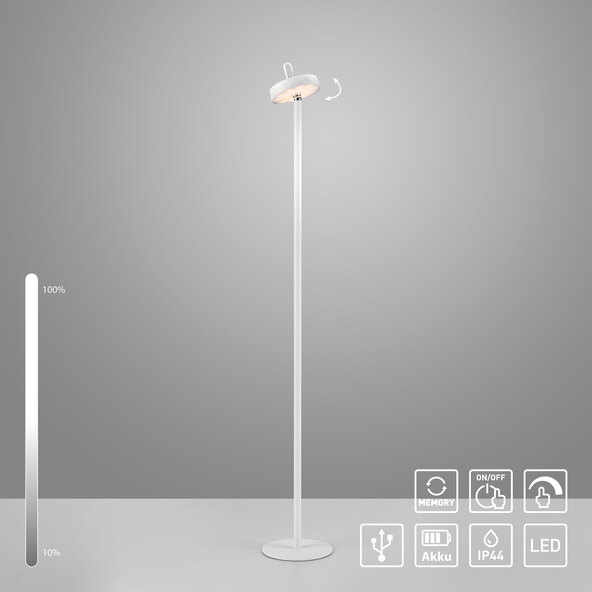 LED-Akku-Stehlampe Moda mit magnetischem Kopf, weiß