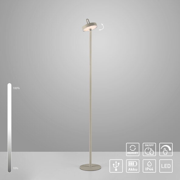 LED-Akku-Stehlampe Moda mit magnetischem Kopf, greige