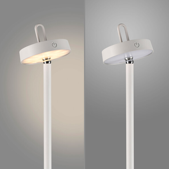 LED-Akku-Stehlampe Moda mit magnetischem Kopf, weiß