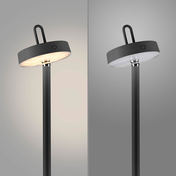 LED-Akku-Stehlampe Moda mit magnetischem Kopf, schwarz